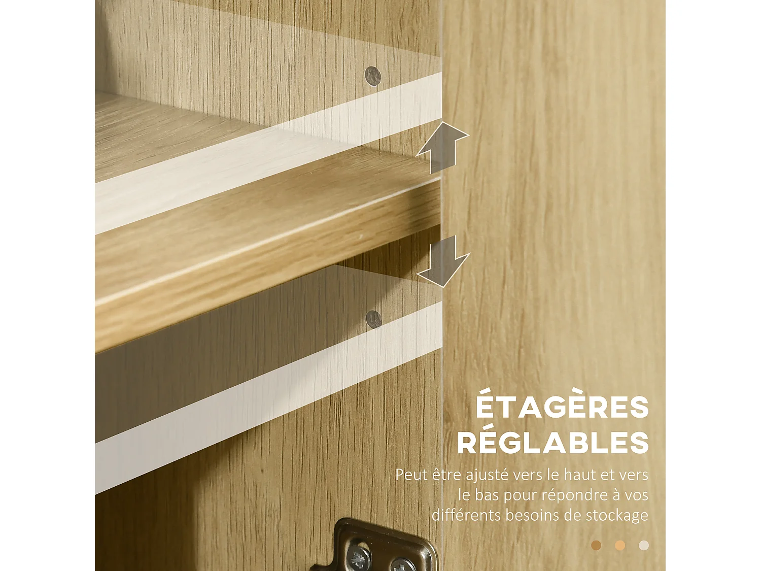 Meuble TV banc TV design Urban Craft - 3 portes, 3 étagères - piètement acier noir aspect bois clair