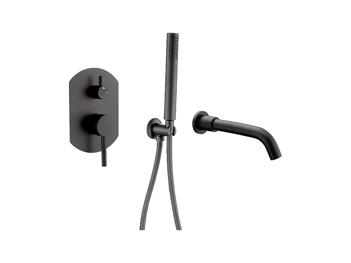 Mitigeur baignoire à encastrer avec douchette CEILO noir mat