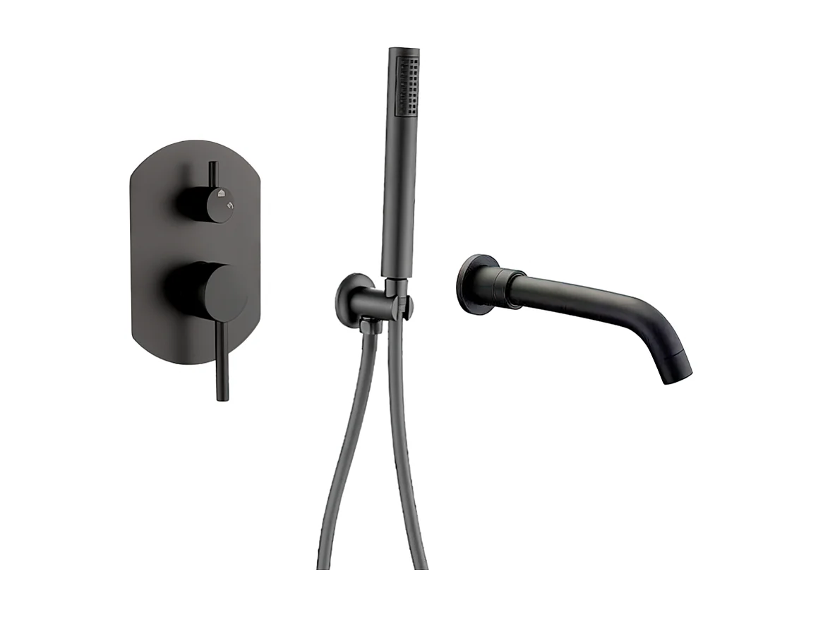 Mitigeur baignoire à encastrer avec douchette CEILO noir mat