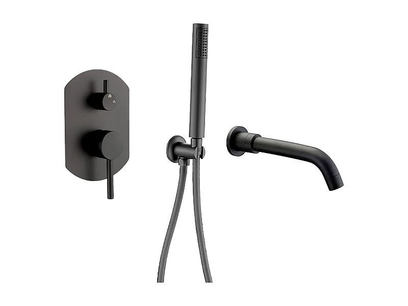 Mitigeur baignoire à encastrer avec douchette CEILO noir mat