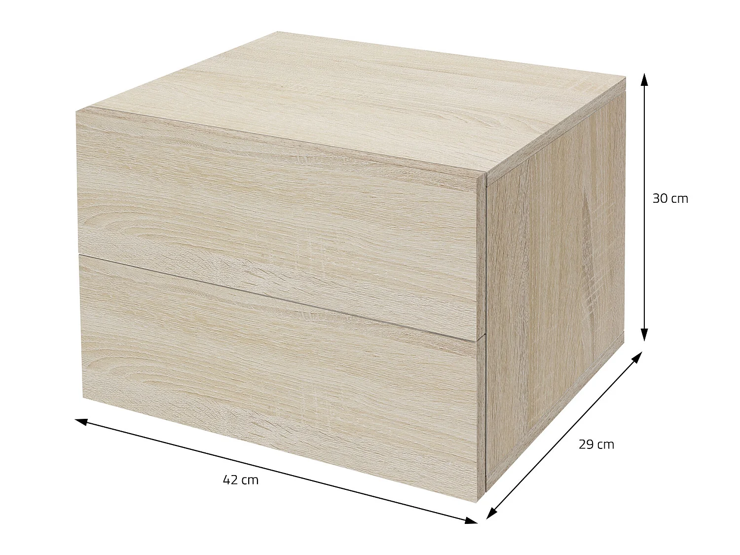 2x Comodino sospeso 2 cassetti comodino comodino rovere ML-DESIGN