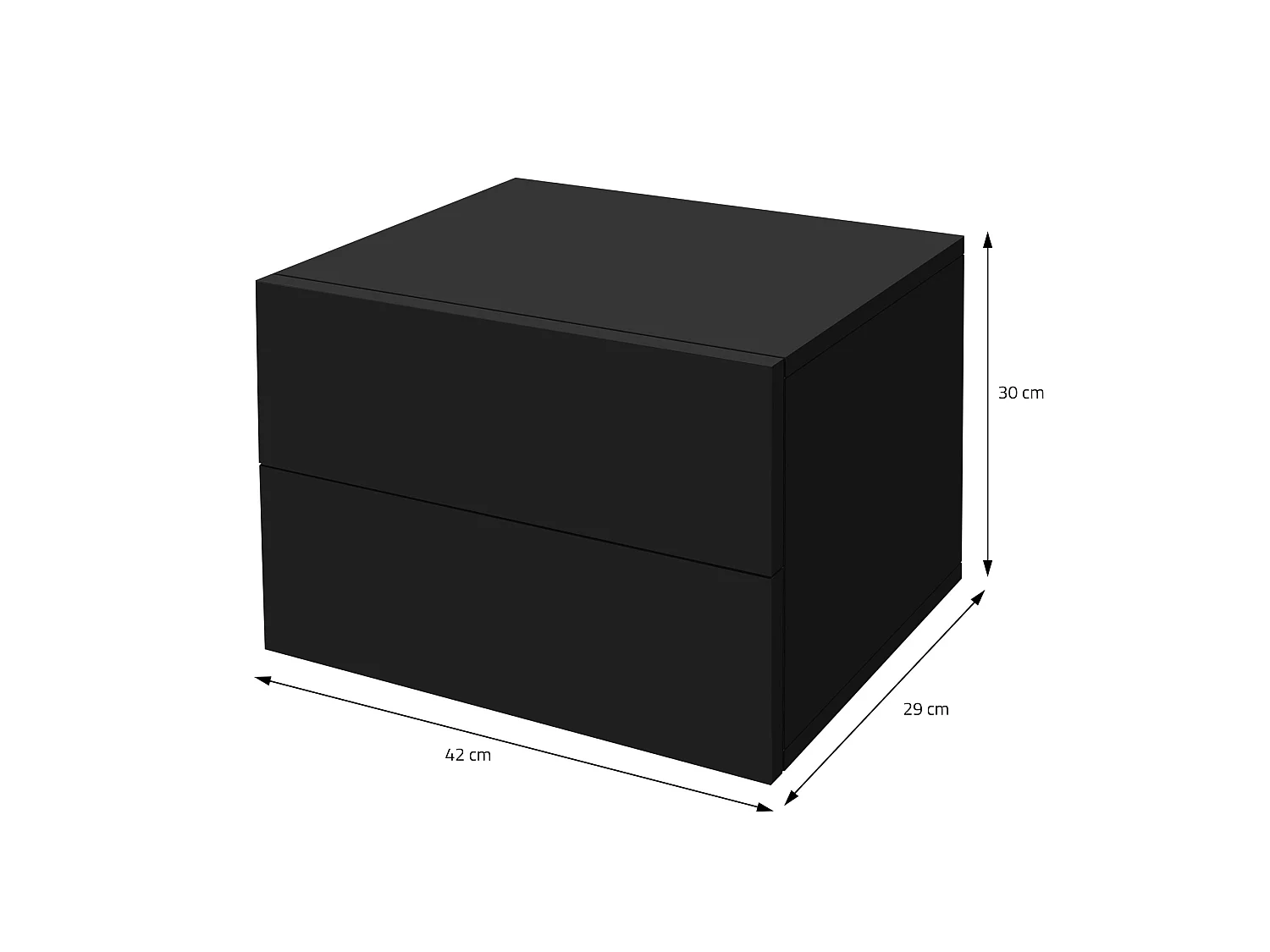 2x Comodino sospeso 2 cassetti comodino nero opaco comodino ML-DESIGN