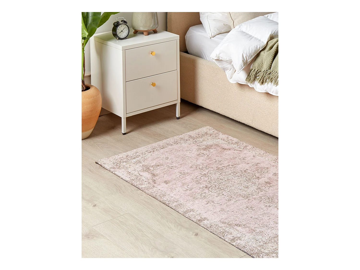 Teppich Baumwolle rosa 80 x 150 cm orientalisches Muster Kurzflor MATARIM