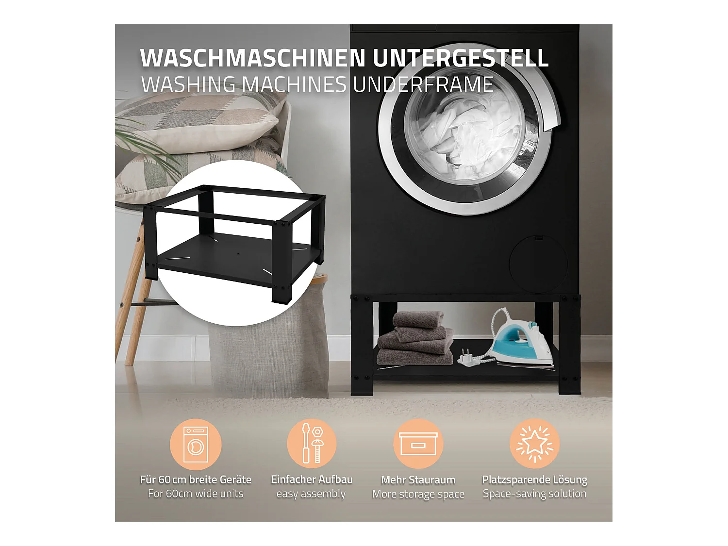 Soporte de elevación Universal para lavadora o secadora blanco  ML-Design