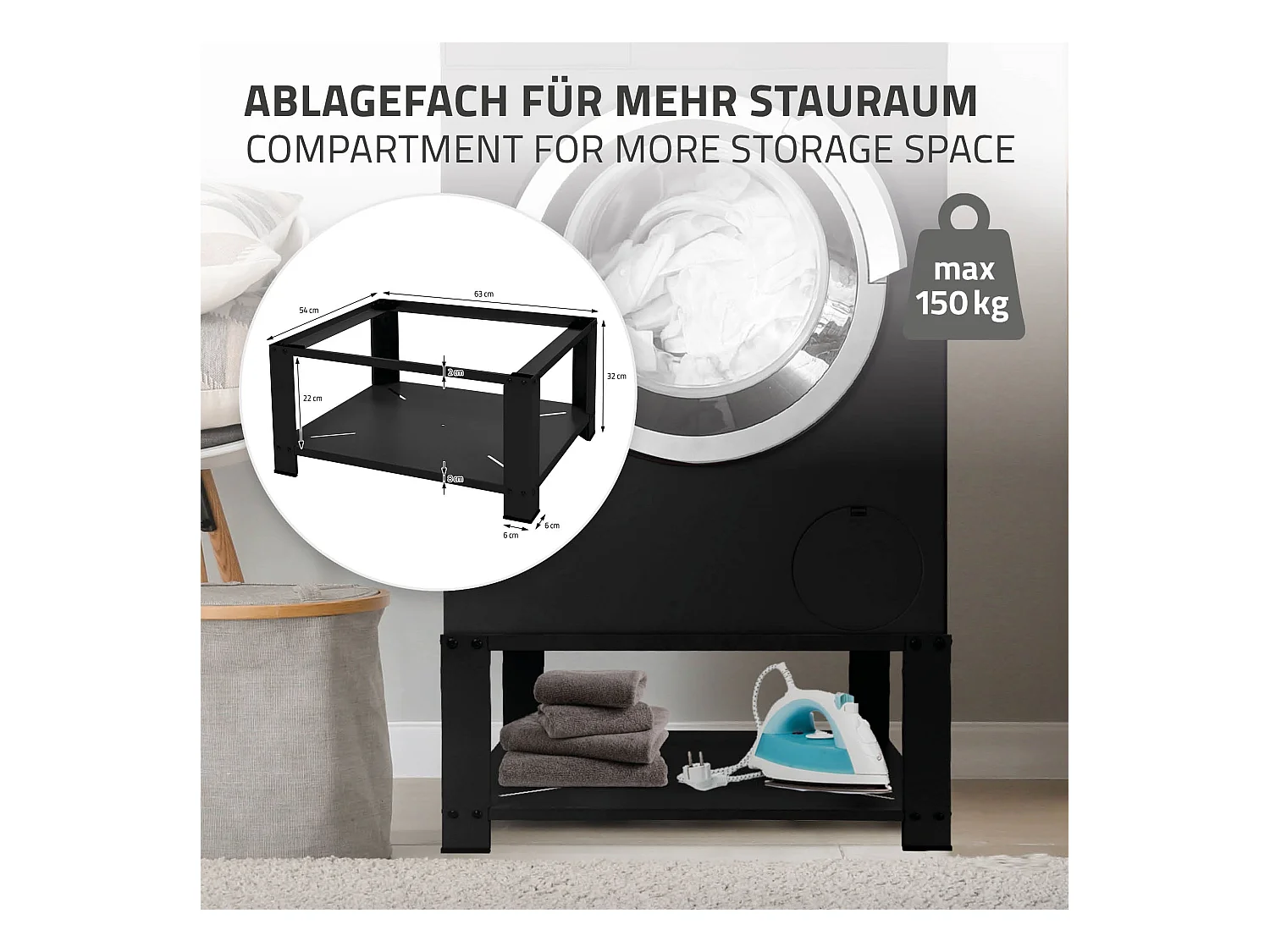 Soporte de elevación Universal para lavadora o secadora blanco  ML-Design