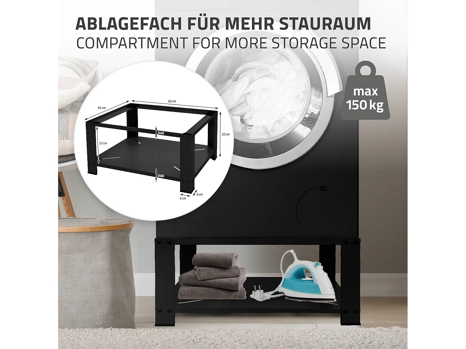 Soporte de elevación Universal para lavadora o secadora blanco  ML-Design