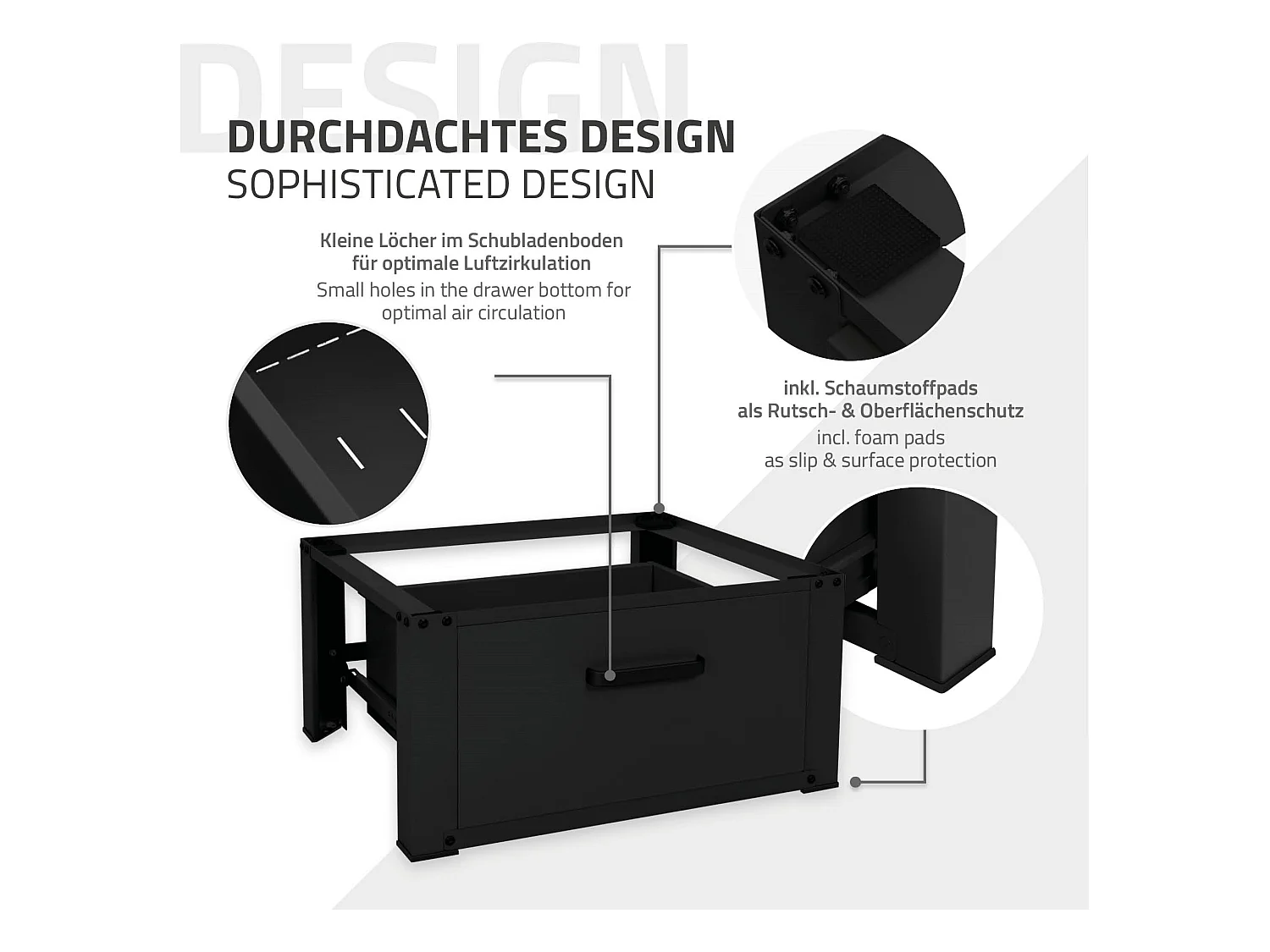 Soporte de elevación para lavadora o secadora con cajón blanco ML-Design