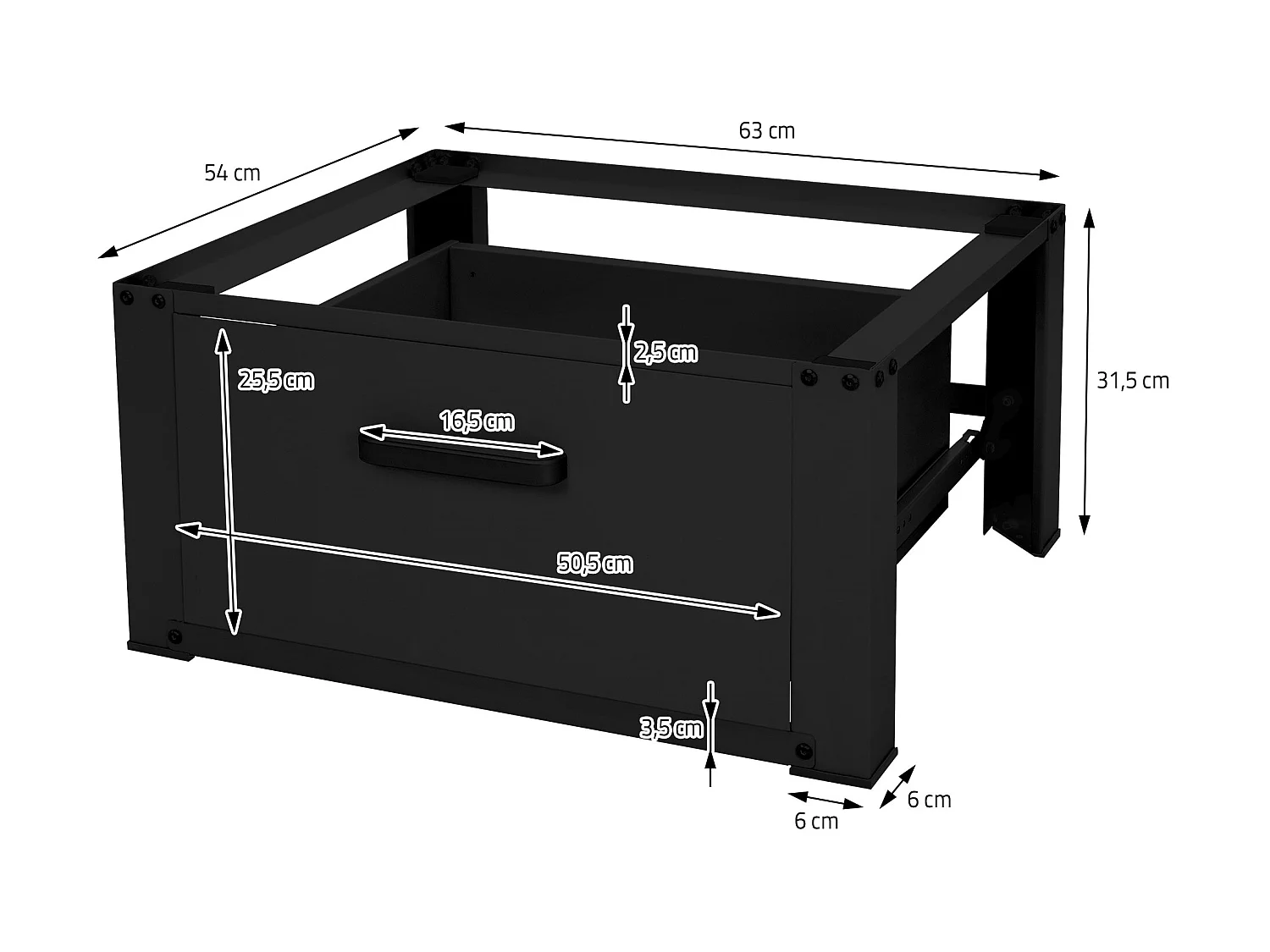 Soporte de elevación para lavadora o secadora con cajón blanco ML-Design
