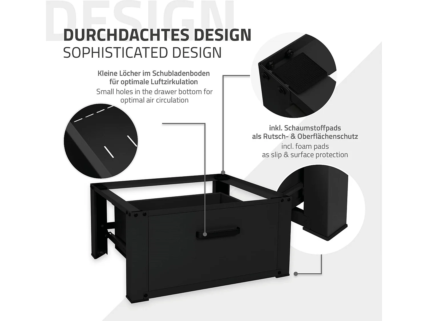 Base per lavatrice con elevazione del cassetto per lavatrice e asciugatrice ML-Design