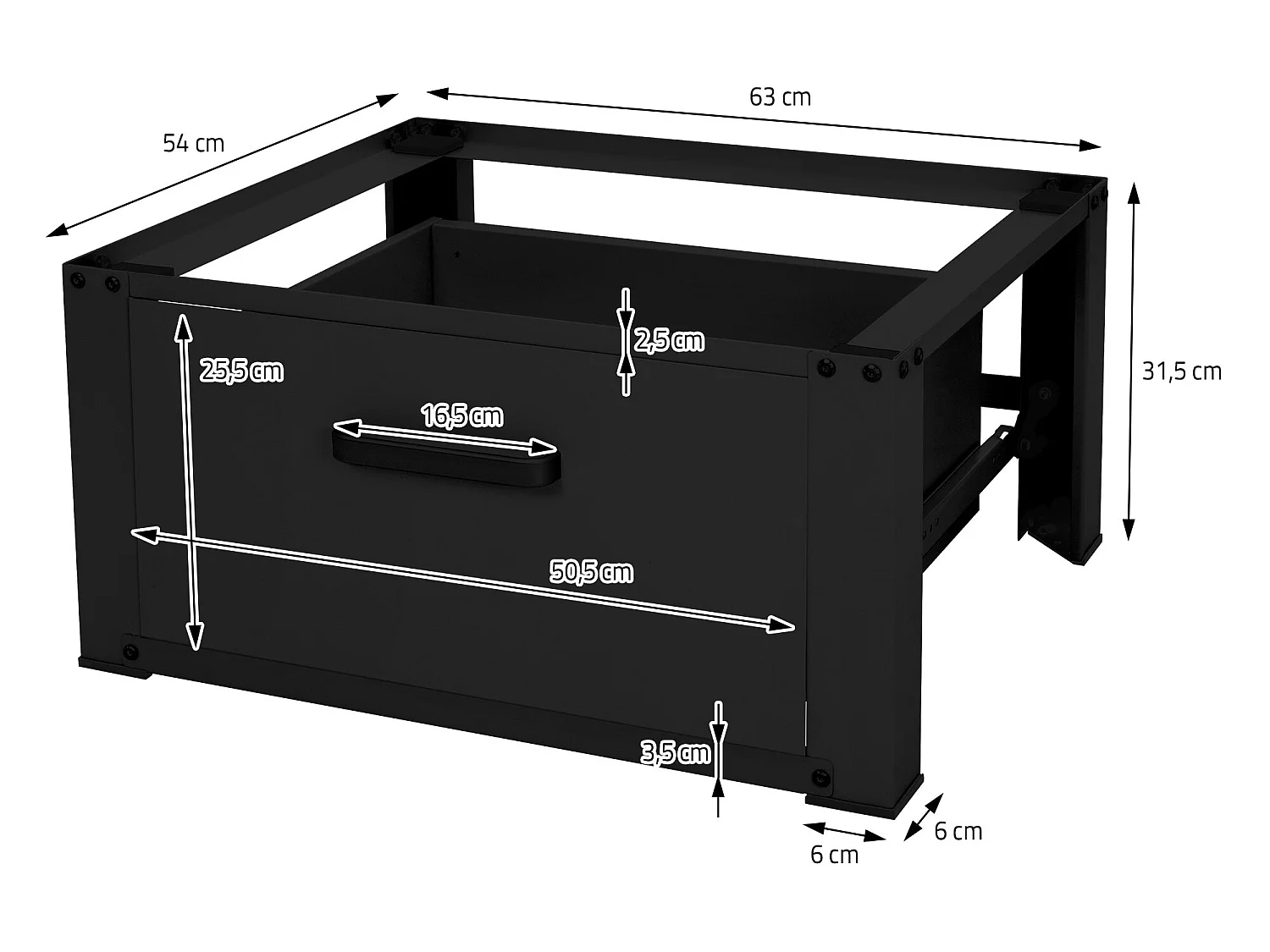 Base per lavatrice con elevazione del cassetto per lavatrice e asciugatrice ML-Design