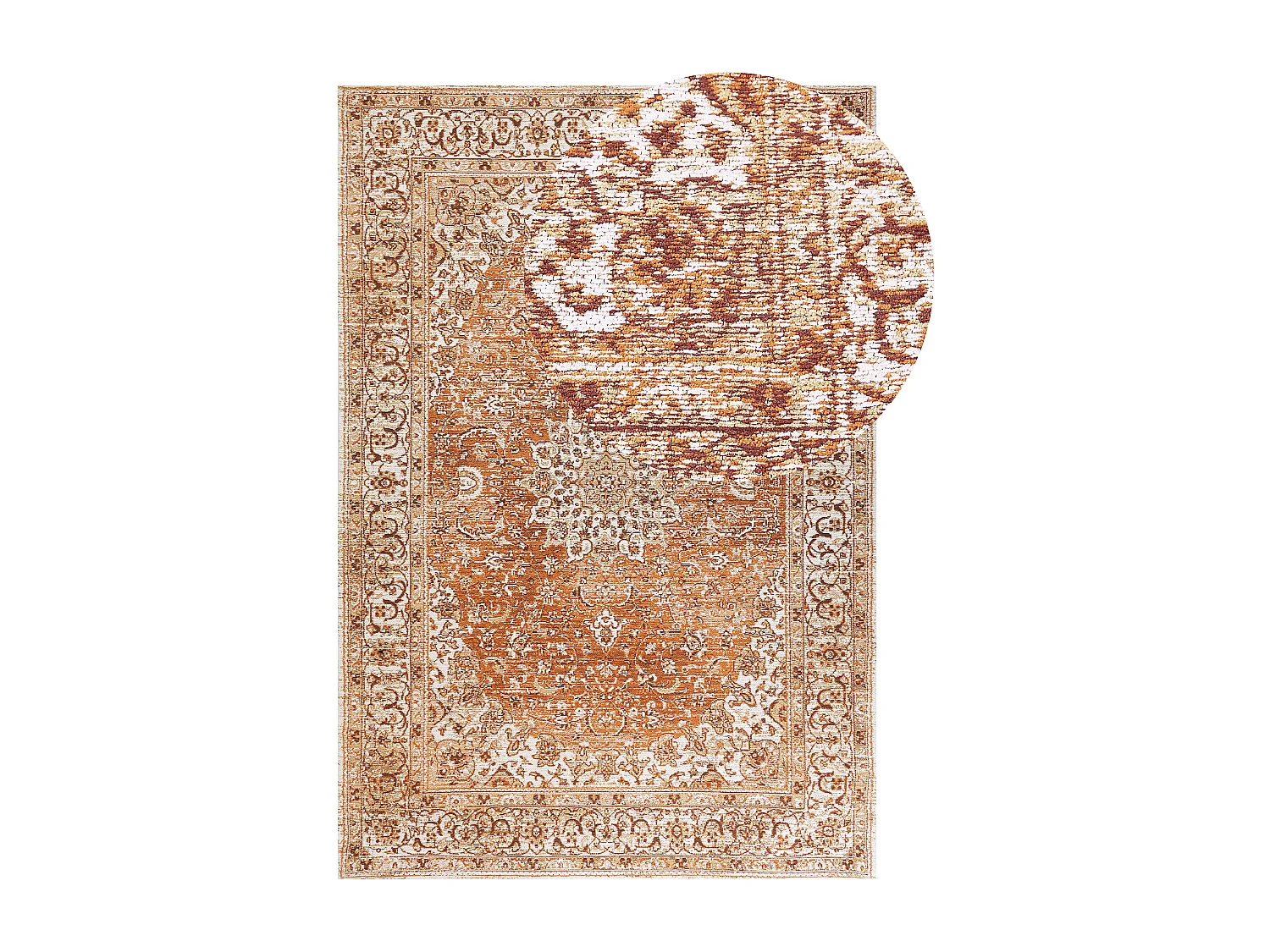 Teppich Baumwolle orange 160 x 230 cm orientalisches Muster Kurzflor HAYAT