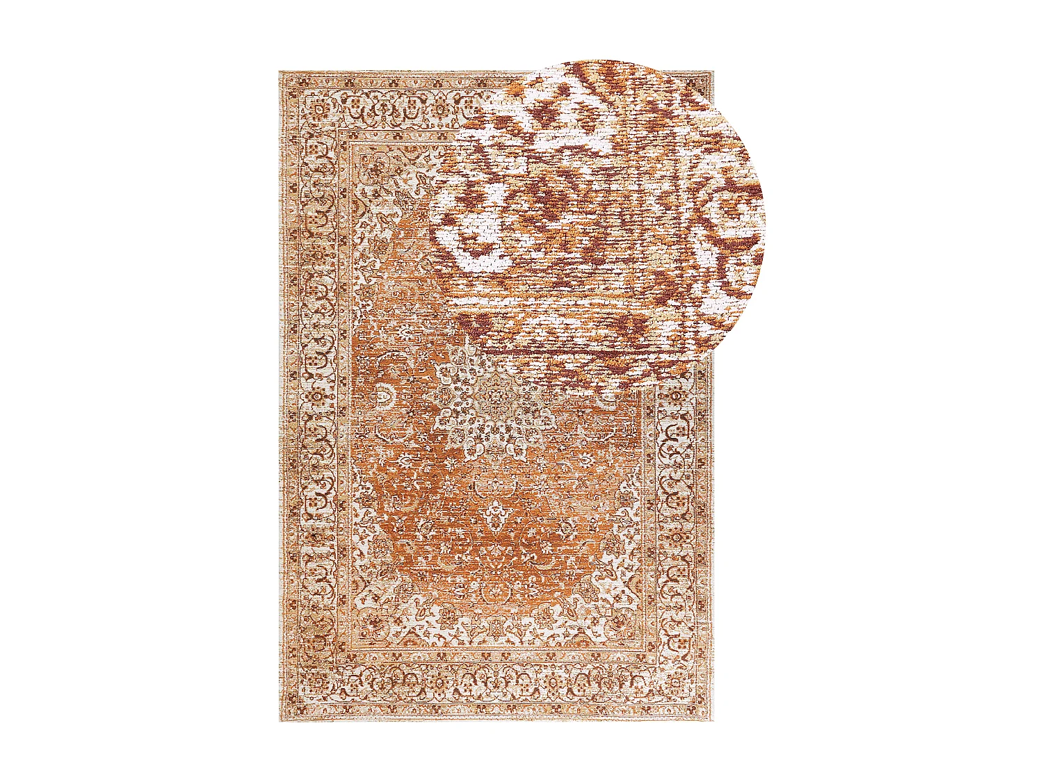 Baumwollteppich mit orientalischem Muster 200 x 300 cm orange Hayat