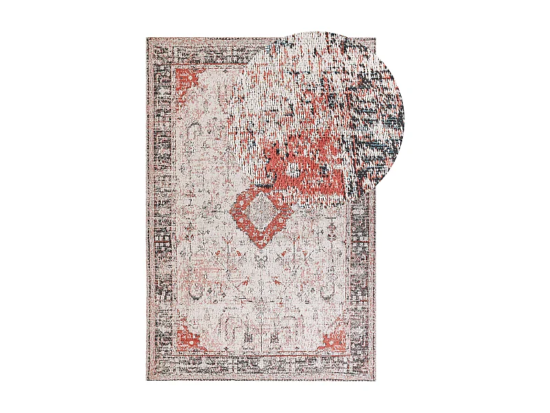 Teppich Baumwolle rot / beige 200 x 300 cm orientalisches Muster Kurzflor ATTERA