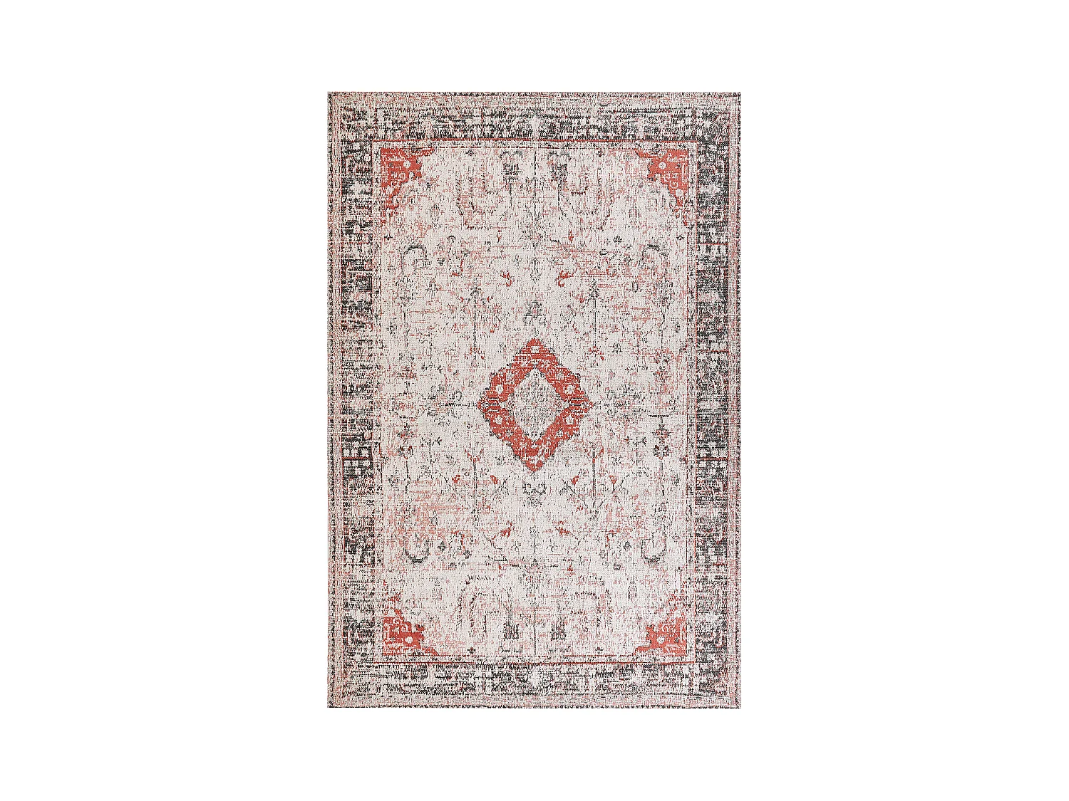 Teppich Baumwolle rot / beige 200 x 300 cm orientalisches Muster Kurzflor ATTERA