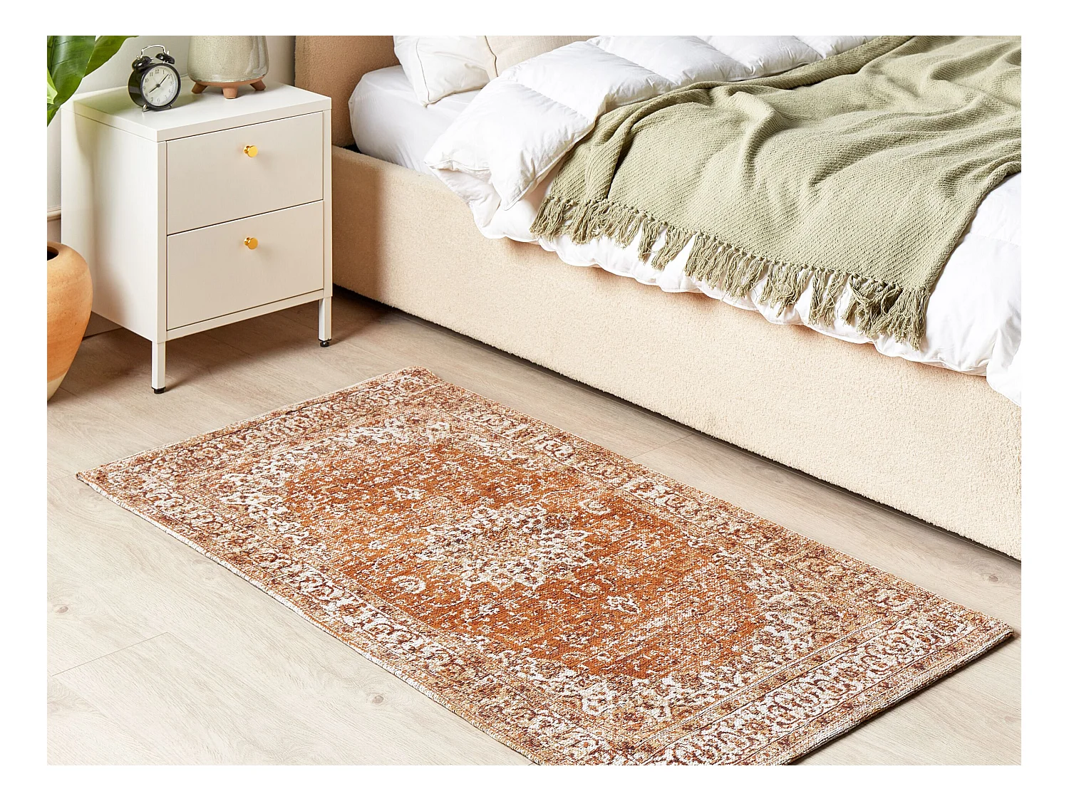 Baumwollteppich mit orientalischem Muster 80 x 150 cm orange Hayat