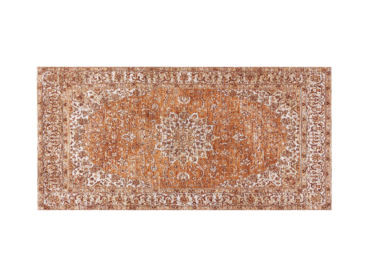 Baumwollteppich mit orientalischem Muster 80 x 150 cm orange Hayat