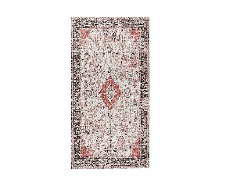 Alfombra de algodón rojo/beige/negro 80 x 150 cm ATTERA