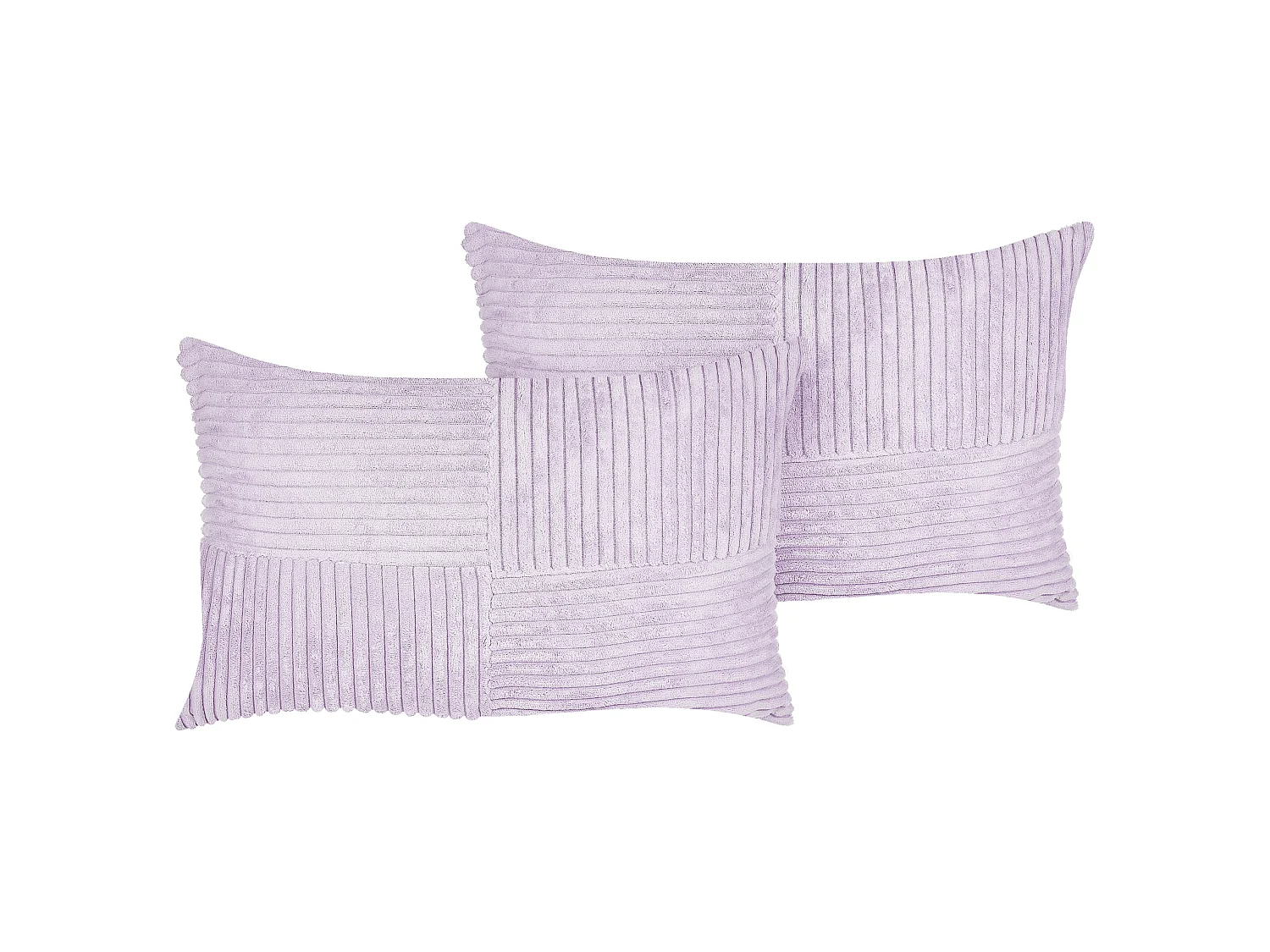 Lot de 2 coussins décoratifs MILLET Velours côtelé 30 x 50 cm Violet Motif géométrique