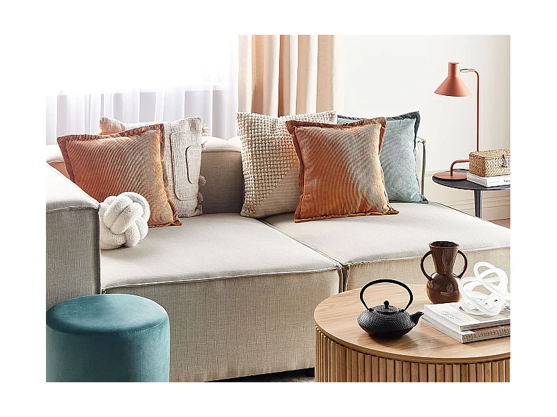 Set aus 2 Cord Kissen Zierkissen 43 x 43 cm Orange Zinnia