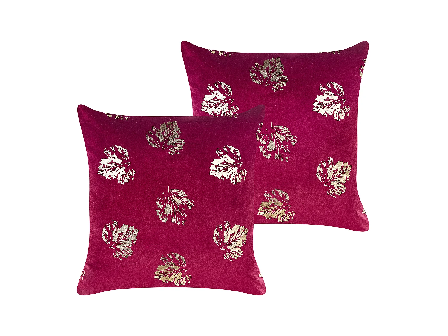 Set van 2 decoratieve kussens GOLDENROD Fluweel 45 x 45 cm Bordeaux Bladpatroon