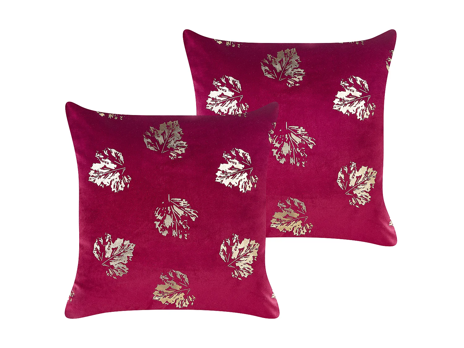 Lot de 2 coussins décoratifs GOLDENROD Velours 45 x 45 cm Rouge Bordeaux Motif de plante