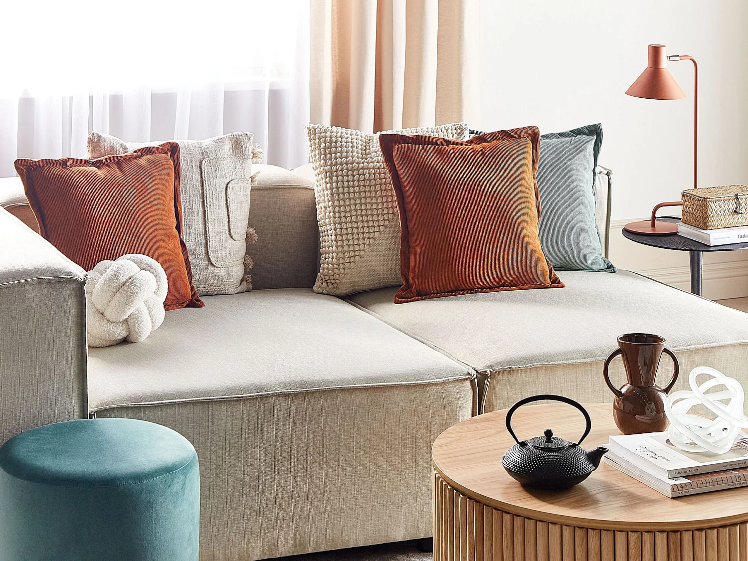 Set van 2 decoratieve kussens ZINNIA Corduroy 43 x 43 cm Goudbruin Effen