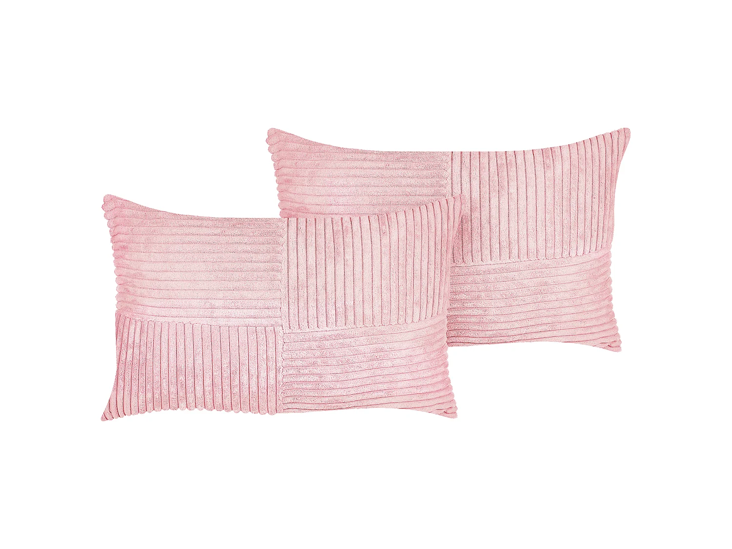 Lot de 2 coussins décoratifs MILLET Velours côtelé 30 x 50 cm Rose Motif géométrique