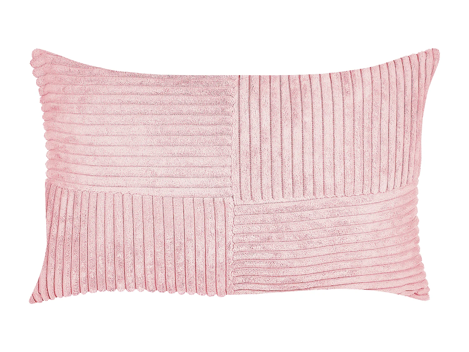 Lot de 2 coussins décoratifs MILLET Velours côtelé 30 x 50 cm Rose Motif géométrique