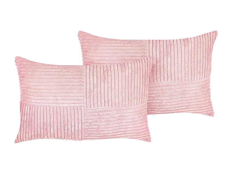 Set di 2 cuscini MILLET Velluto a coste 30 x 50 cm Rosa Trama geometrica
