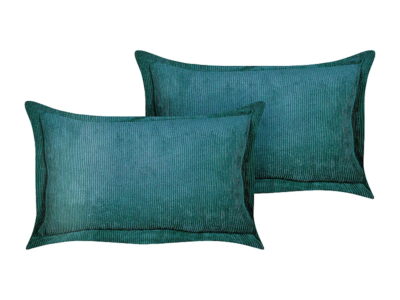 Conjunto de 2 almofadas decorativas ZINNIA Bombazine 47 x 27 cm Azul esverdeado Sólido