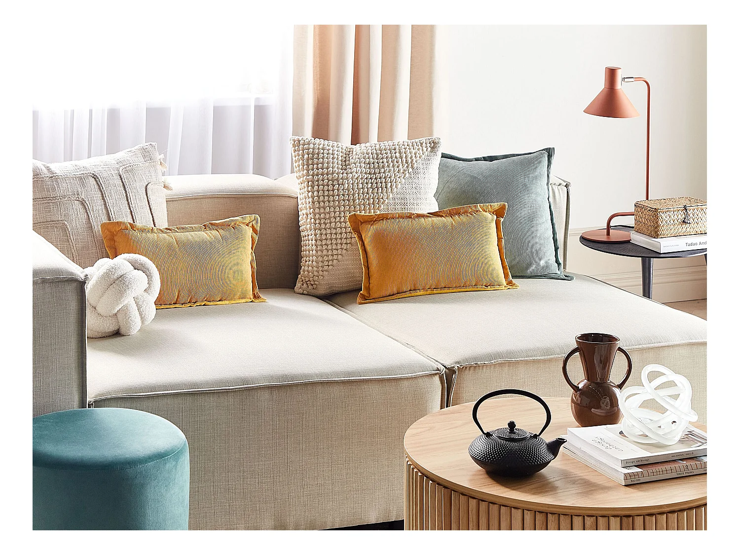 Set van 2 decoratieve kussens ZINNIA Corduroy 47 x 27 cm Mosterdgeel Effen