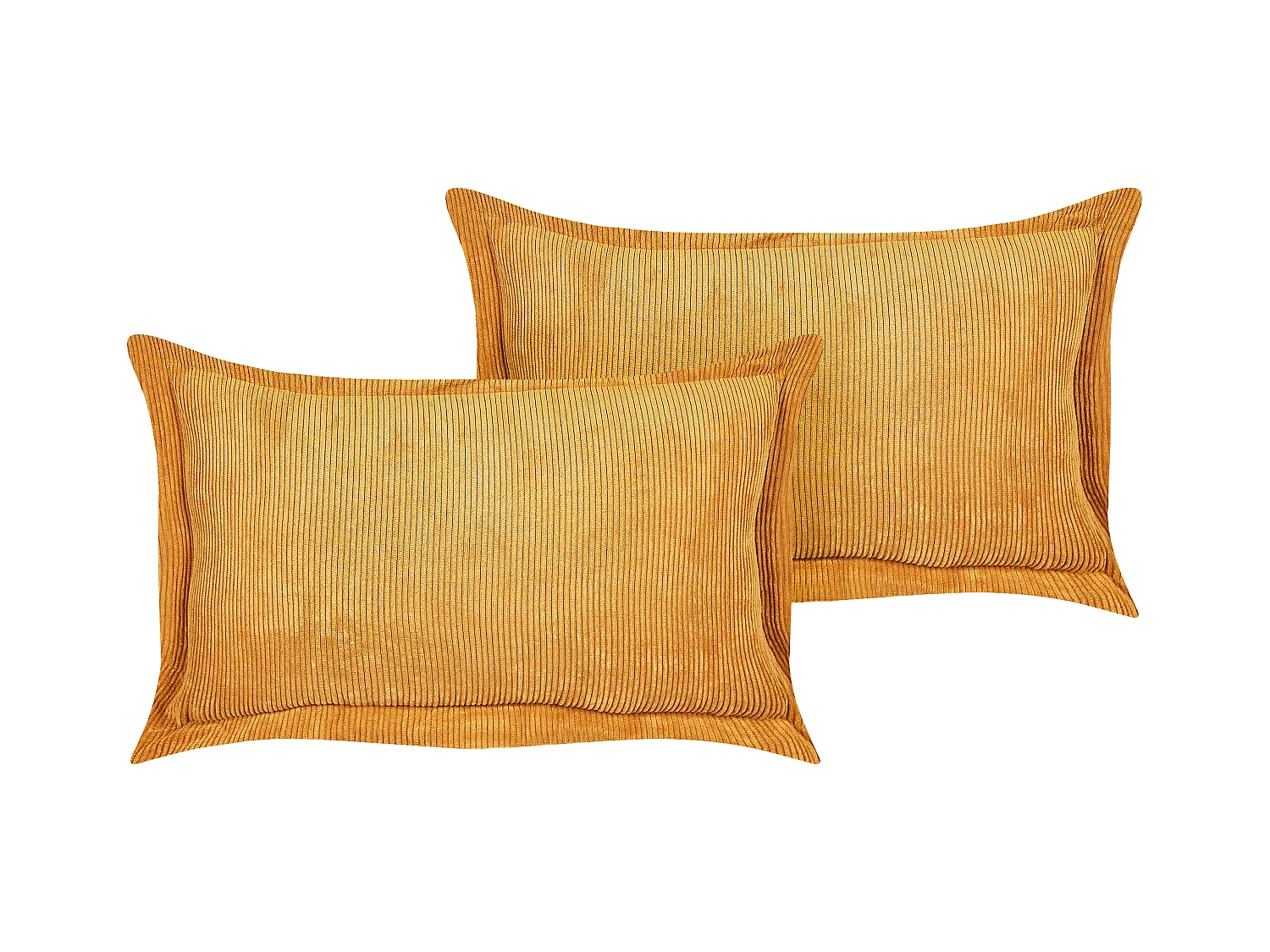 Lot de 2 coussins décoratifs ZINNIA Velours côtelé 47 x 27 cm Moutarde Unicolore
