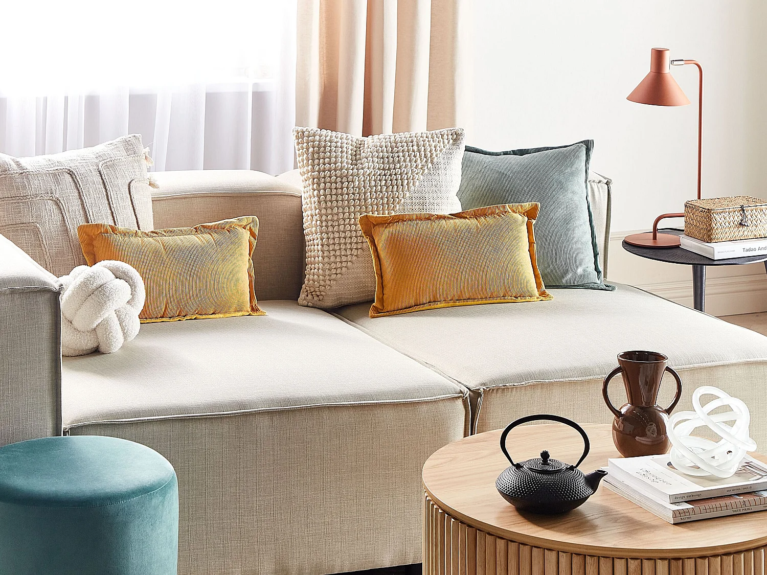 Set van 2 decoratieve kussens ZINNIA Corduroy 47 x 27 cm Mosterdgeel Effen