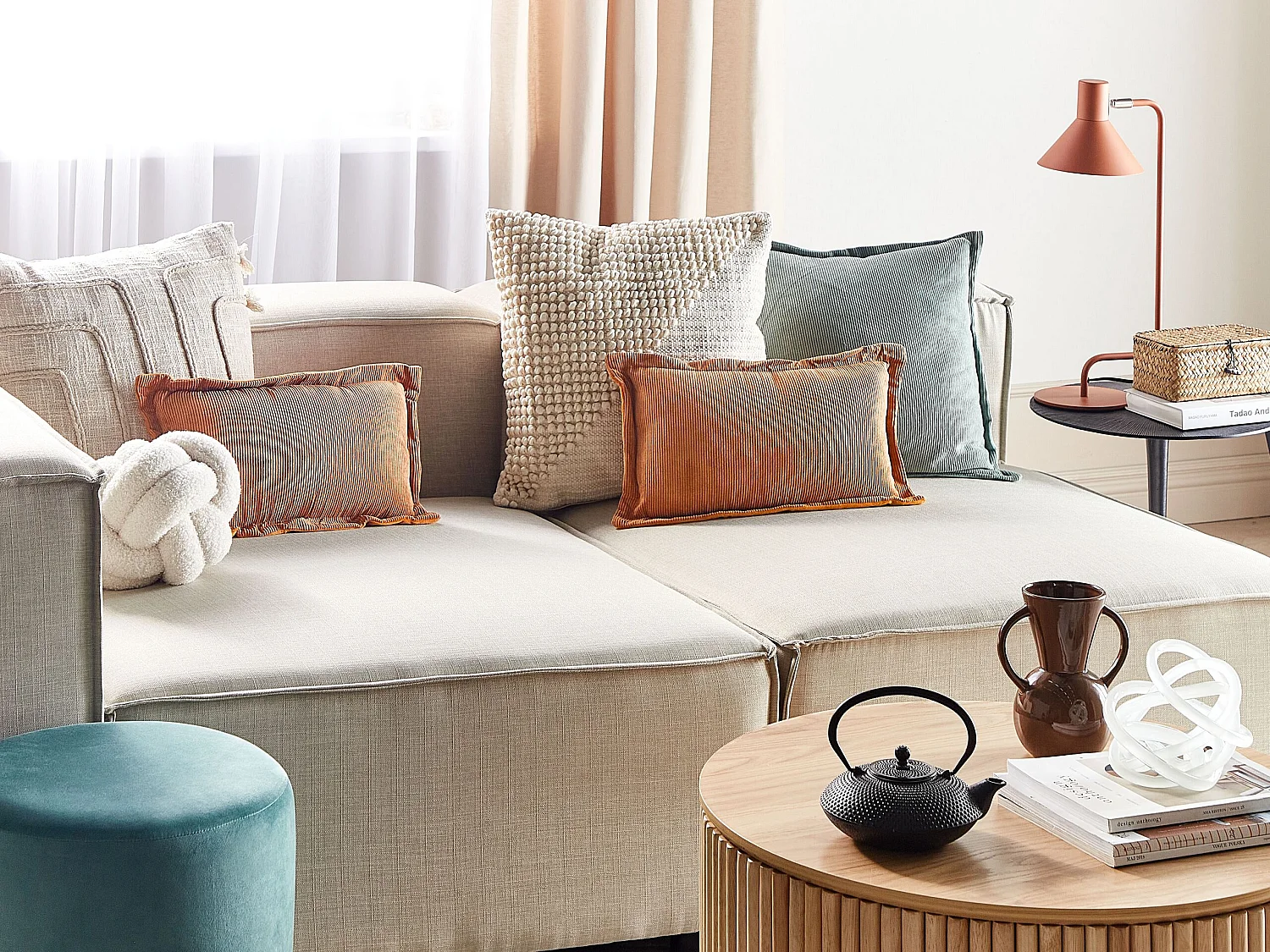 Set van 2 decoratieve kussens ZINNIA Corduroy 47 x 27 cm Oranje Effen