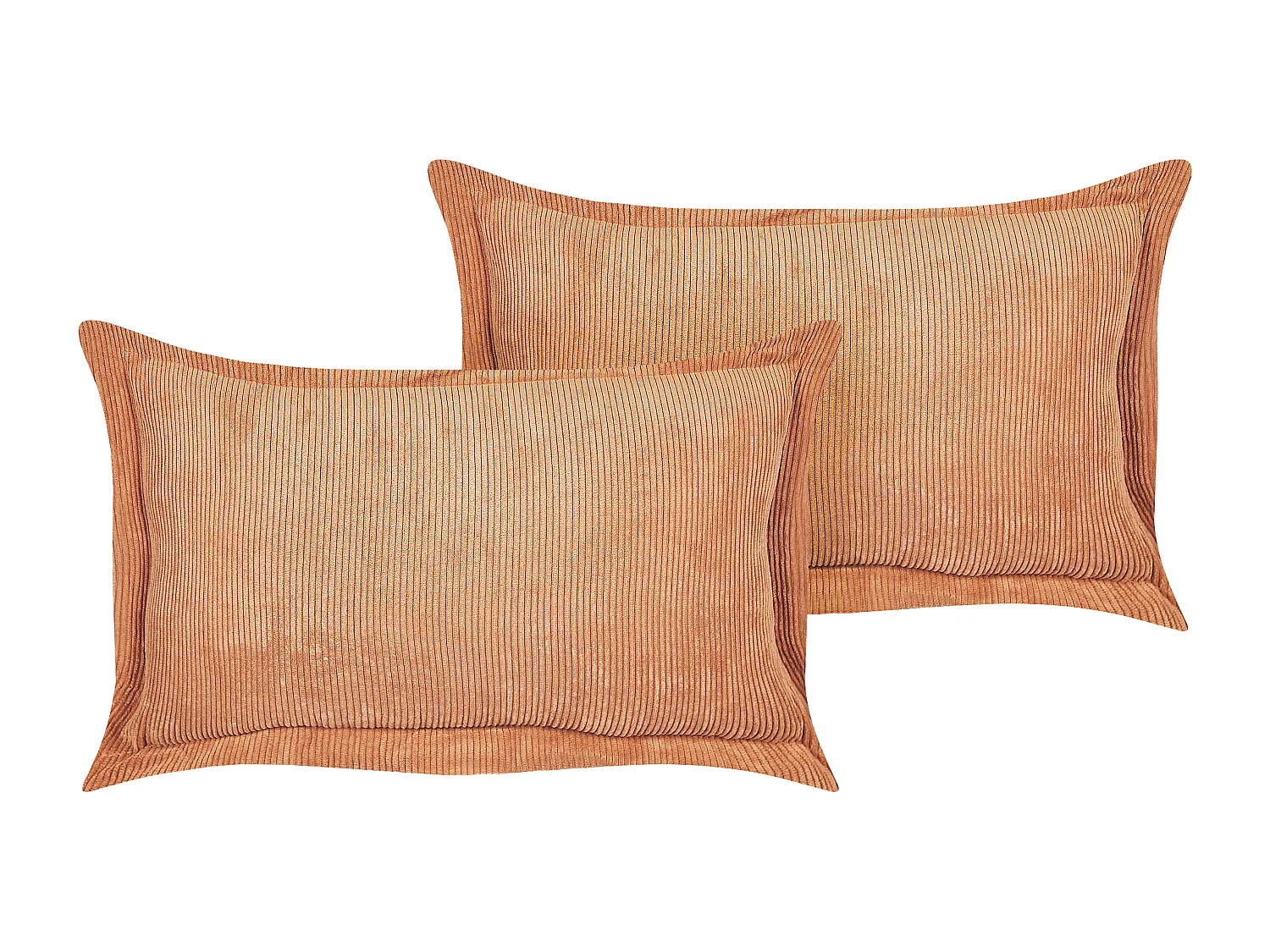 Lot de 2 coussins décoratifs ZINNIA Velours côtelé 47 x 27 cm Orange Unicolore