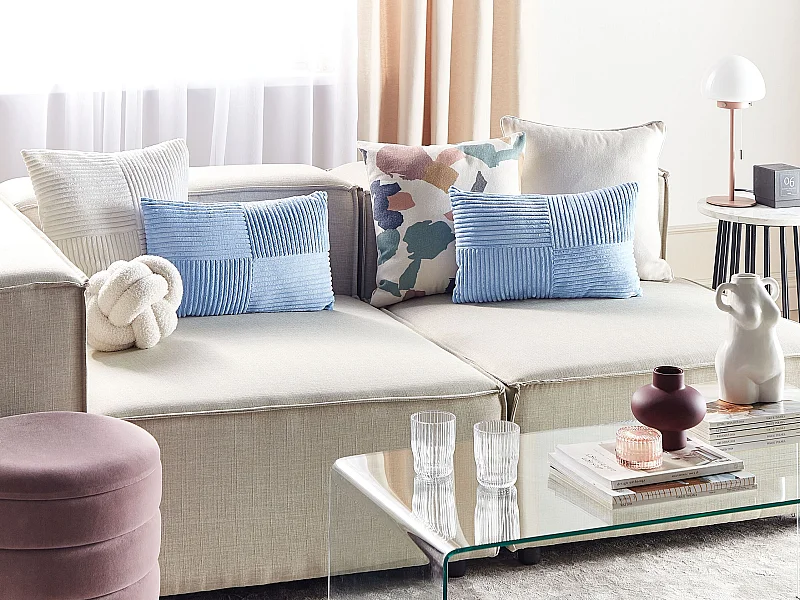 Dekokissen 2er Set MILLET Cord 30 x 50 cm Blau Geometrisches Muster