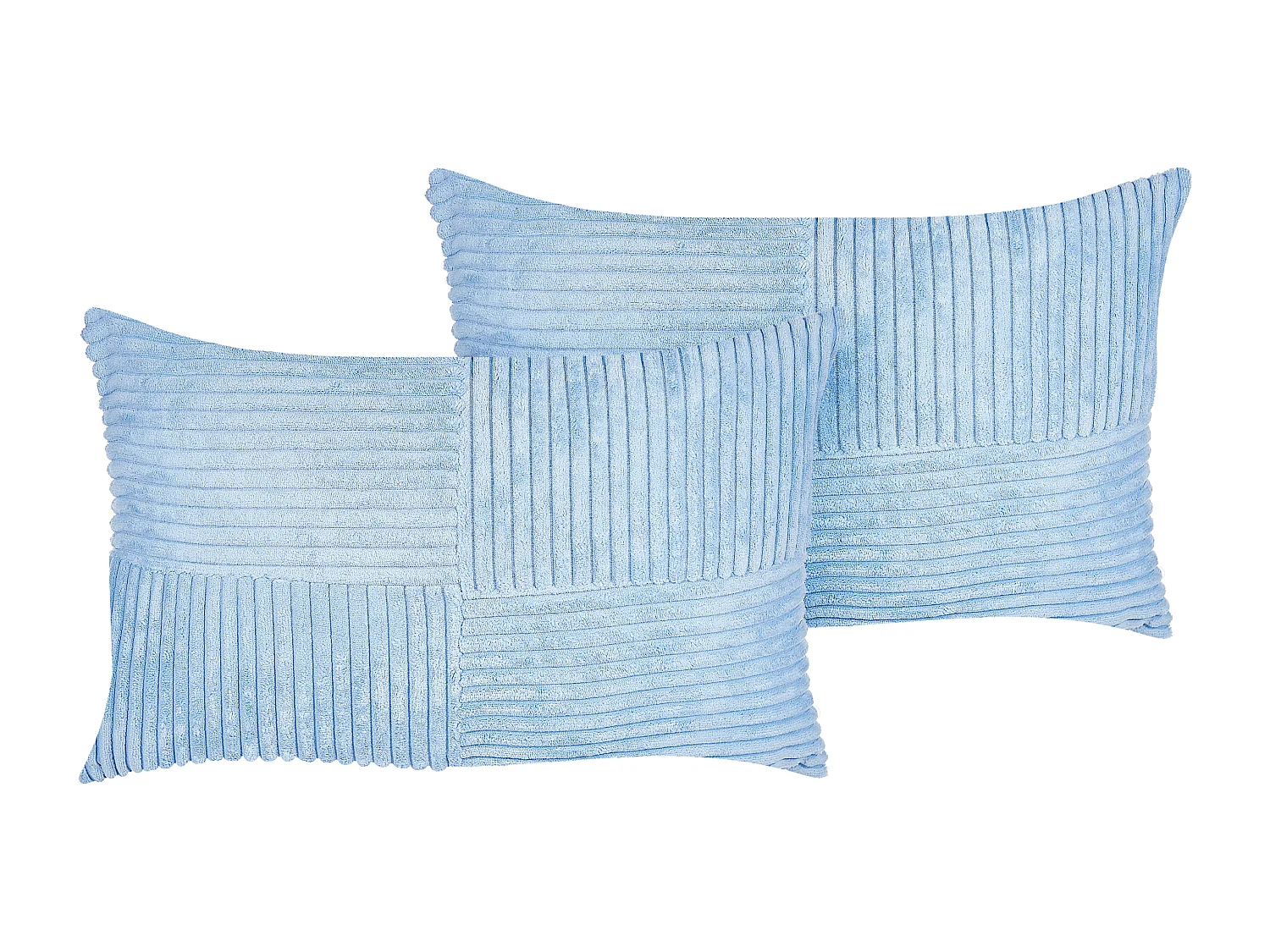 Lot de 2 coussins décoratifs MILLET Velours côtelé 30 x 50 cm Bleu Motif géométrique