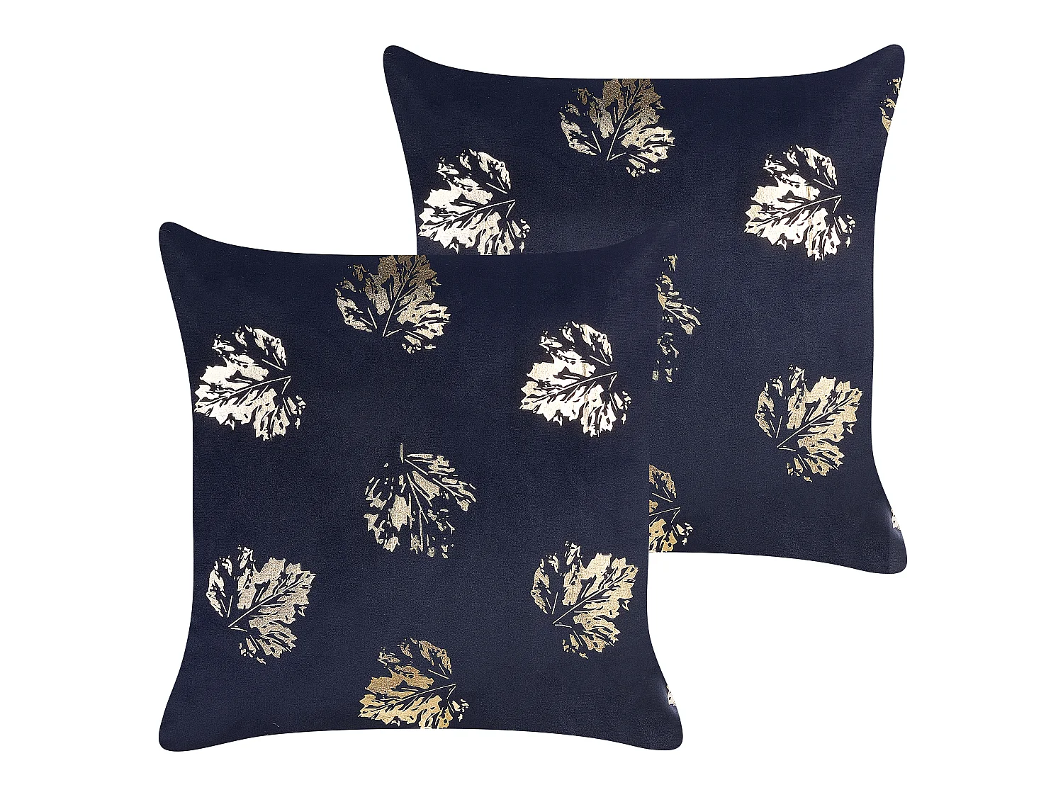 Dekokissen 2er-Set Samtstoff-Blattmuster 45x45cm schwarz / gold Goldenrod