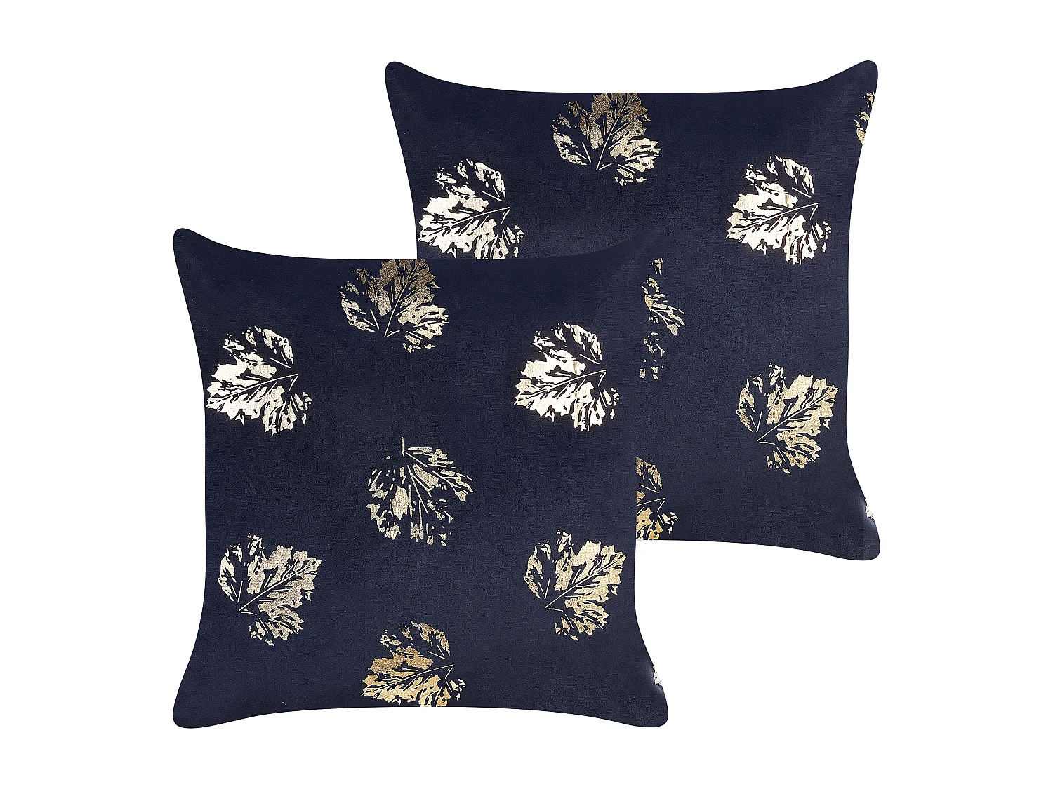 Dekokissen 2er-Set Samtstoff-Blattmuster 45x45cm schwarz / gold Goldenrod