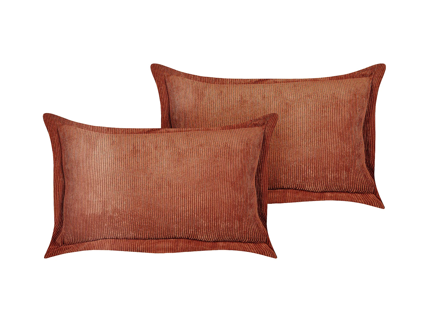 Lot de 2 coussins décoratifs ZINNIA Velours côtelé 47 x 27 cm Marron doré Unicolore