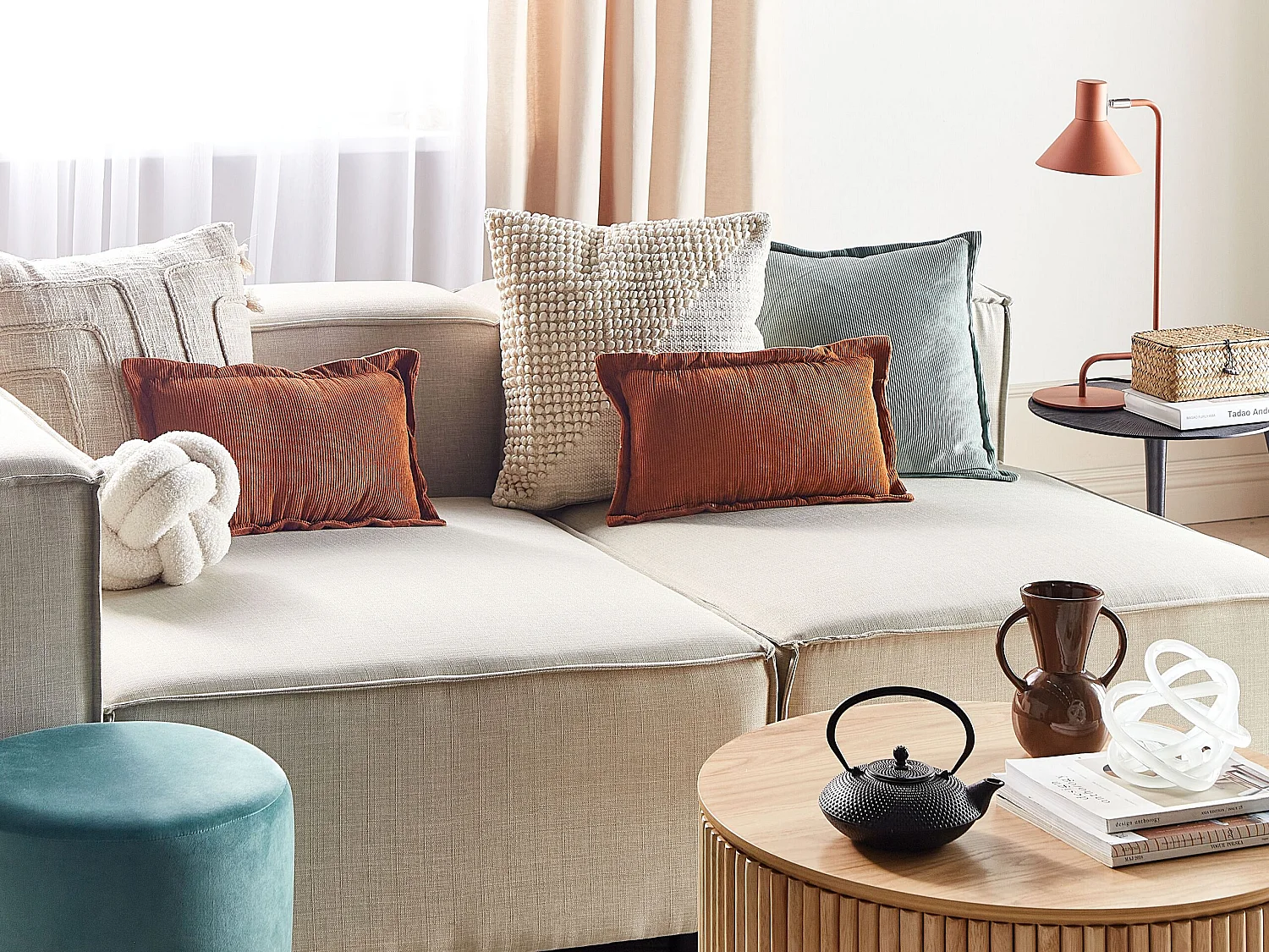 Lot de 2 coussins décoratifs ZINNIA Velours côtelé 47 x 27 cm Marron doré Unicolore