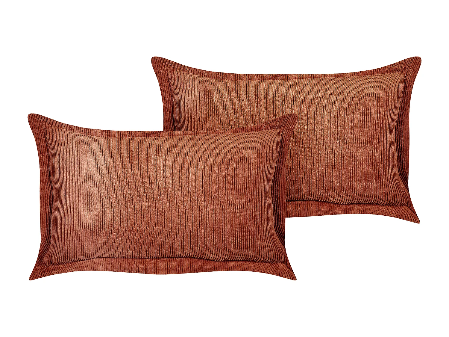 Set van 2 decoratieve kussens ZINNIA Corduroy 47 x 27 cm Goudbruin Effen