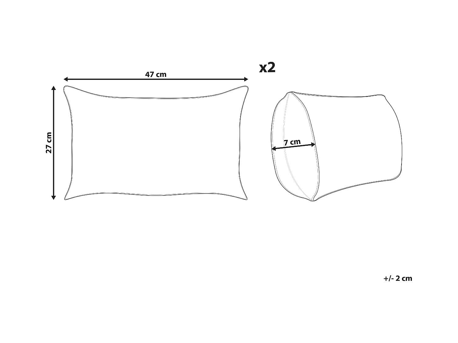 Set van 2 decoratieve kussens ZINNIA Corduroy 47 x 27 cm Bordeaux Effen