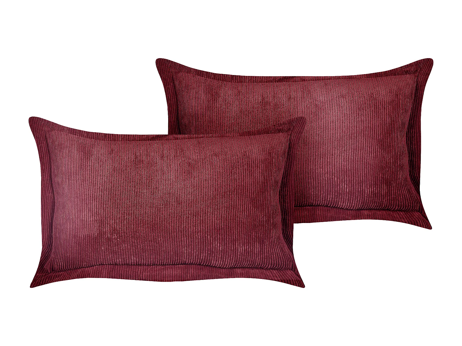 Conjunto de 2 cojines decorativos ZINNIA Pana 47 x 27 cm Borgoña Liso