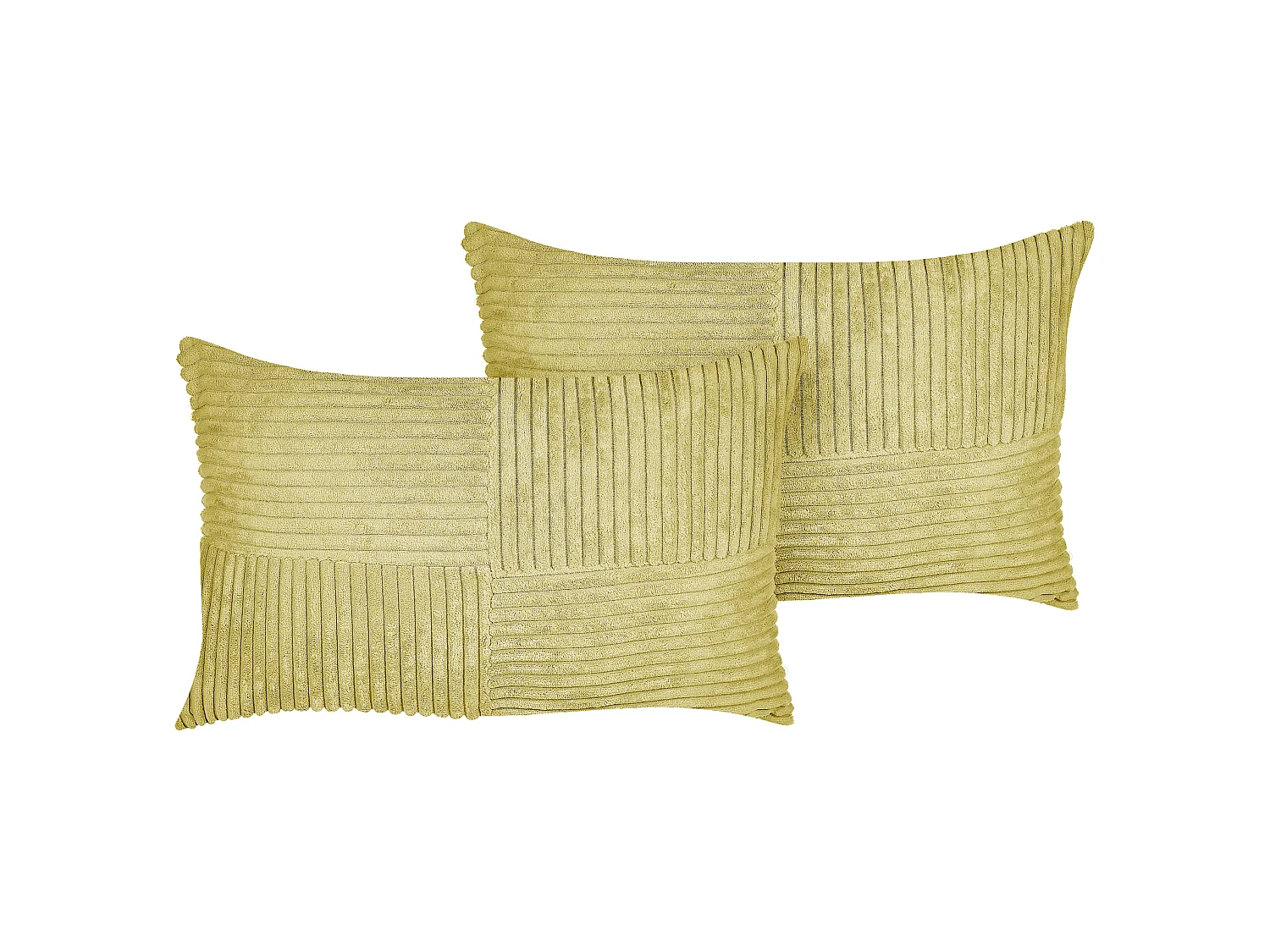 Lot de 2 coussins décoratifs MILLET Velours côtelé 30 x 50 cm Vert olive Motif géométrique