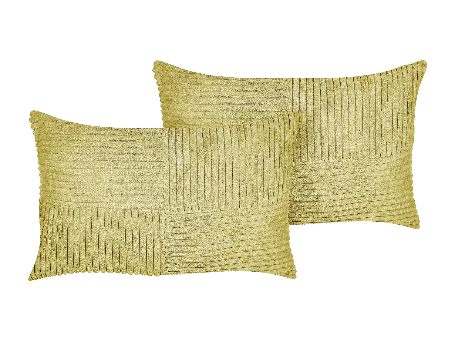 Lot de 2 coussins décoratifs MILLET Velours côtelé 30 x 50 cm Vert olive Motif géométrique