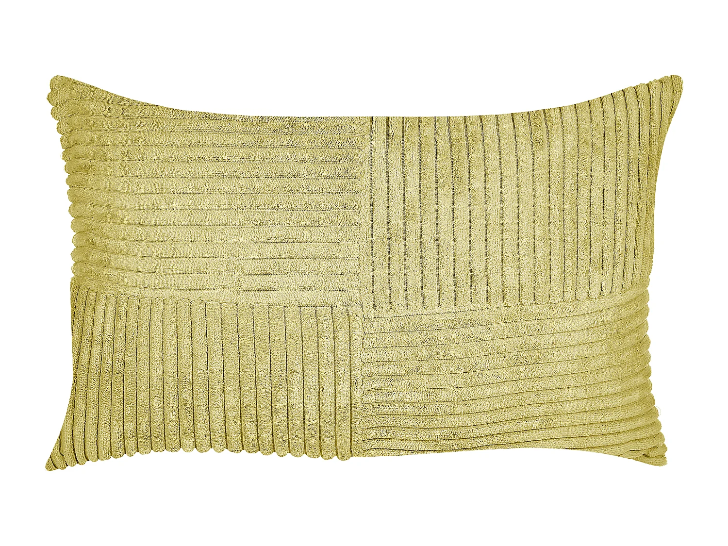 Lot de 2 coussins décoratifs MILLET Velours côtelé 30 x 50 cm Vert olive Motif géométrique