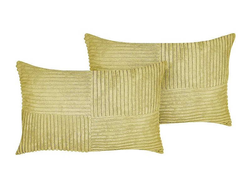 Conjunto de 2 cojines decorativos MILLET Pana 30 x 50 cm Verde oliva Patrón geométrico