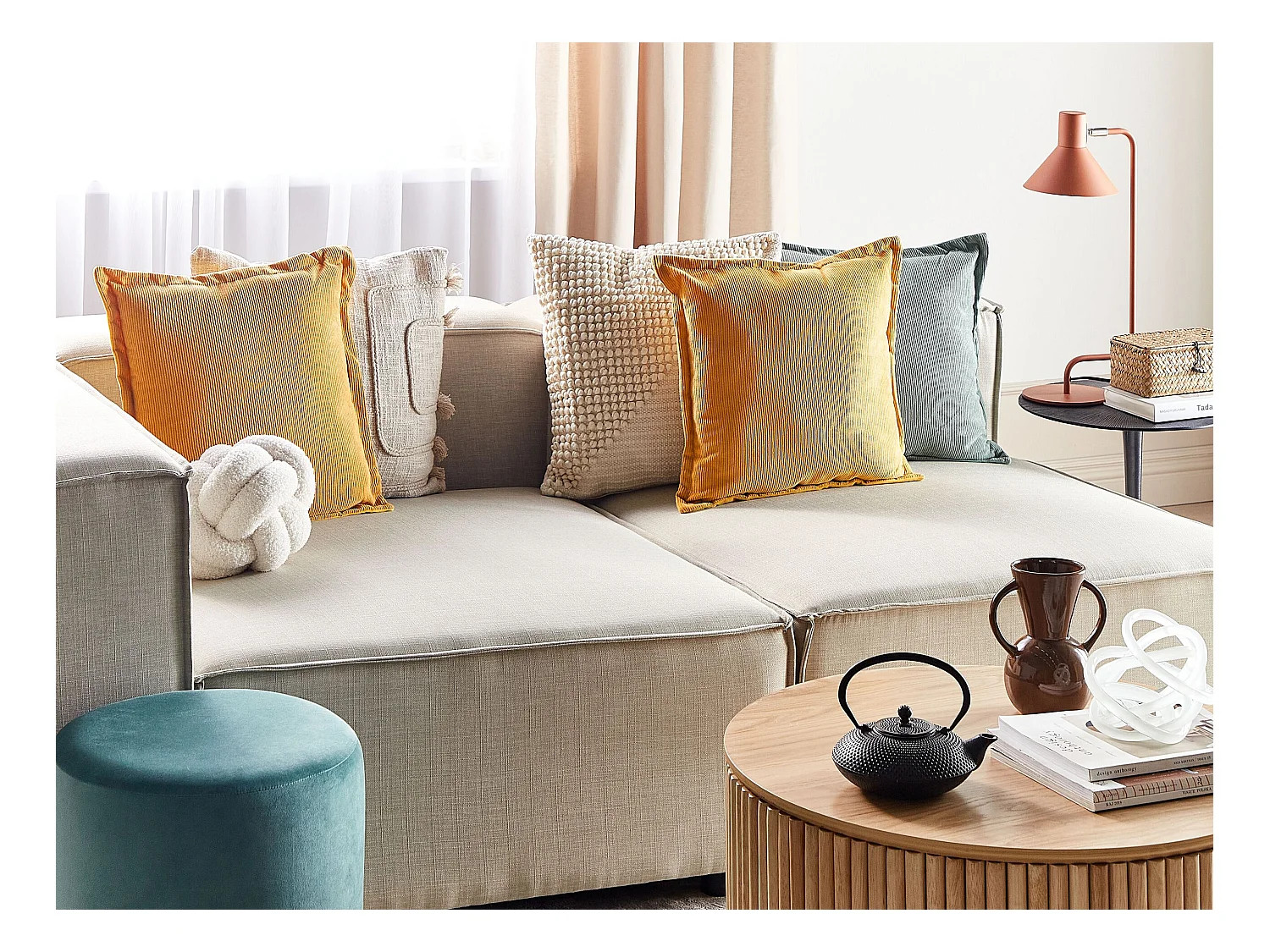 Set di 2 cuscini ZINNIA Velluto a coste 43 x 43 cm Senape Tinta unita