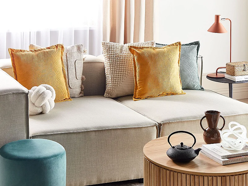 Set di 2 cuscini ZINNIA Velluto a coste 43 x 43 cm Senape Tinta unita